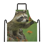 Raccoon And Flower Print Apron