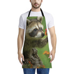 Raccoon And Flower Print Apron