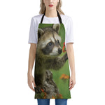 Raccoon And Flower Print Apron