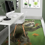 Raccoon And Flower Print Area Rug