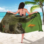 Raccoon And Flower Print Beach Sarong Wrap