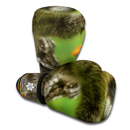 Raccoon And Flower Print Boxing Gloves