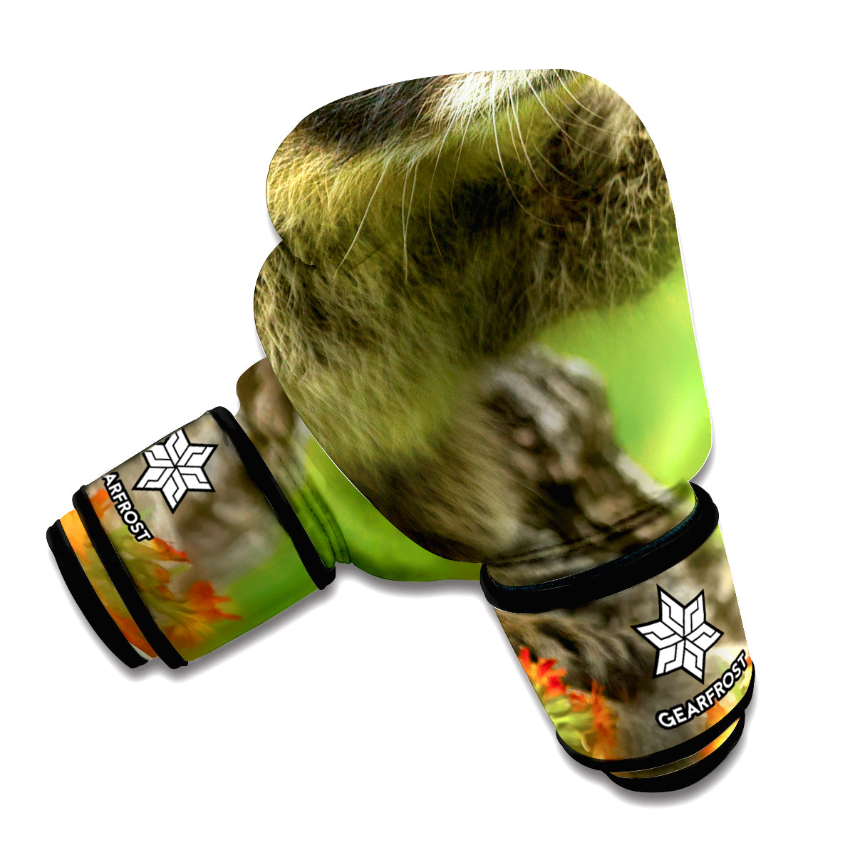 Raccoon And Flower Print Boxing Gloves