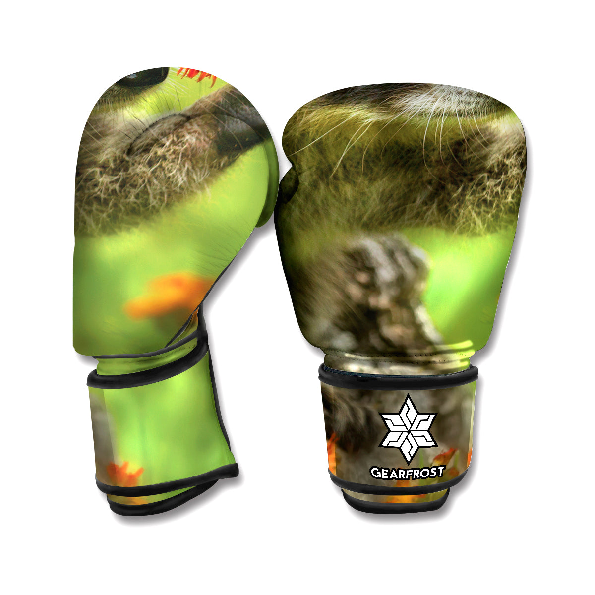 Raccoon And Flower Print Boxing Gloves