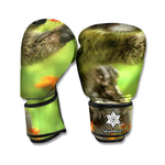 Raccoon And Flower Print Boxing Gloves
