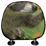 Raccoon And Flower Print Car Headrest Covers