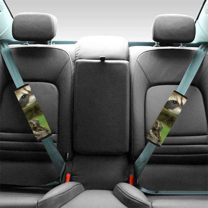 Raccoon And Flower Print Car Seat Belt Covers