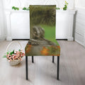 Raccoon And Flower Print Dining Chair Slipcover