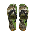 Raccoon And Flower Print Flip Flops