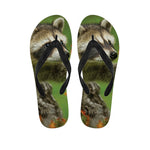 Raccoon And Flower Print Flip Flops