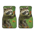 Raccoon And Flower Print Front Car Floor Mats