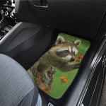 Raccoon And Flower Print Front Car Floor Mats