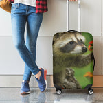 Raccoon And Flower Print Luggage Cover