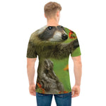 Raccoon And Flower Print Men's T-Shirt
