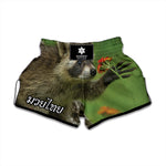 Raccoon And Flower Print Muay Thai Boxing Shorts