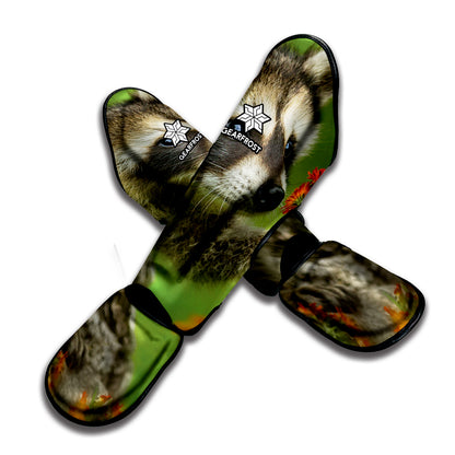 Raccoon And Flower Print Muay Thai Shin Guard