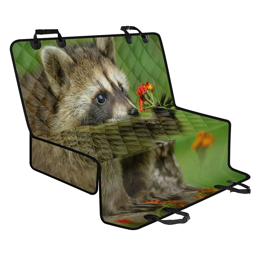 Raccoon And Flower Print Pet Car Back Seat Cover