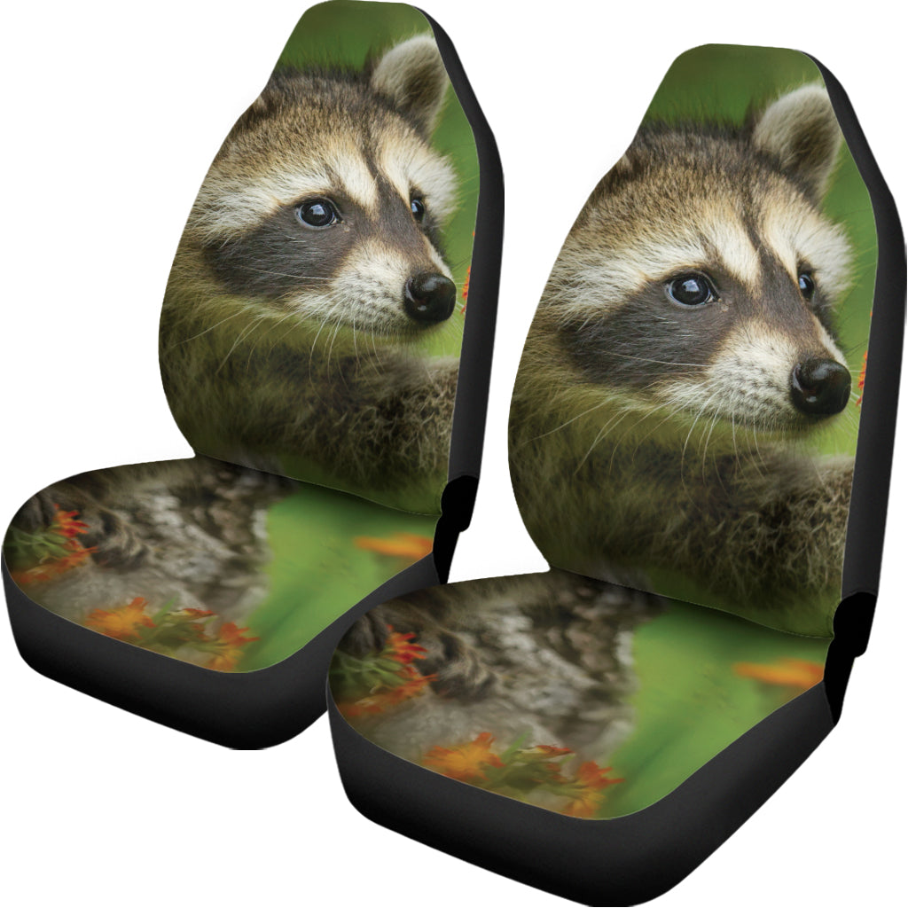 Raccoon And Flower Print Universal Fit Car Seat Covers