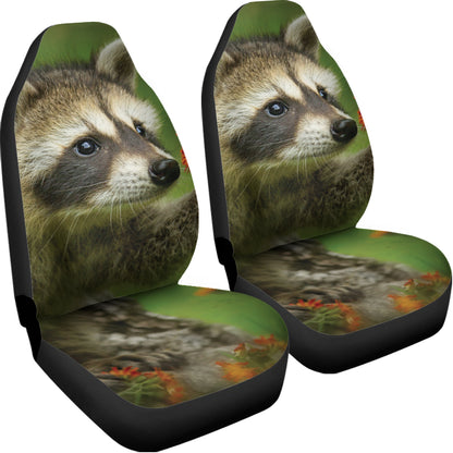 Raccoon And Flower Print Universal Fit Car Seat Covers
