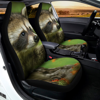 Raccoon And Flower Print Universal Fit Car Seat Covers