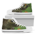 Raccoon And Flower Print White High Top Sneakers