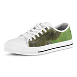 Raccoon And Flower Print White Low Top Shoes