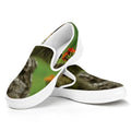 Raccoon And Flower Print White Slip On Sneakers