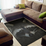 Raccoon Portrait Print Area Rug
