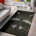 Raccoon Portrait Print Area Rug