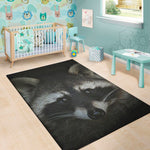 Raccoon Portrait Print Area Rug