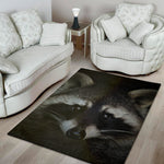 Raccoon Portrait Print Area Rug