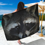 Raccoon Portrait Print Beach Sarong Wrap