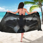 Raccoon Portrait Print Beach Sarong Wrap