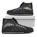 Raccoon Portrait Print Black High Top Sneakers