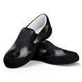 Raccoon Portrait Print Black Slip On Sneakers