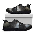 Raccoon Portrait Print Black Running Shoes
