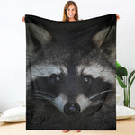 Raccoon Portrait Print Blanket