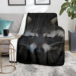 Raccoon Portrait Print Blanket