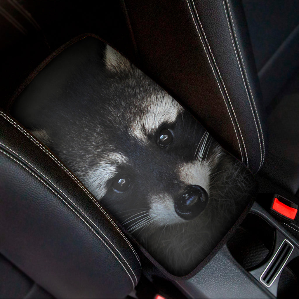 Raccoon Portrait Print Car Center Console Cover