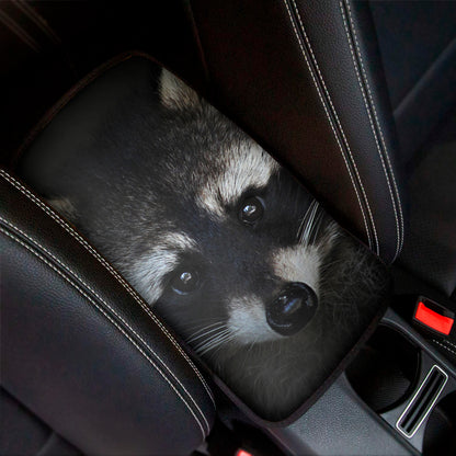 Raccoon Portrait Print Car Center Console Cover