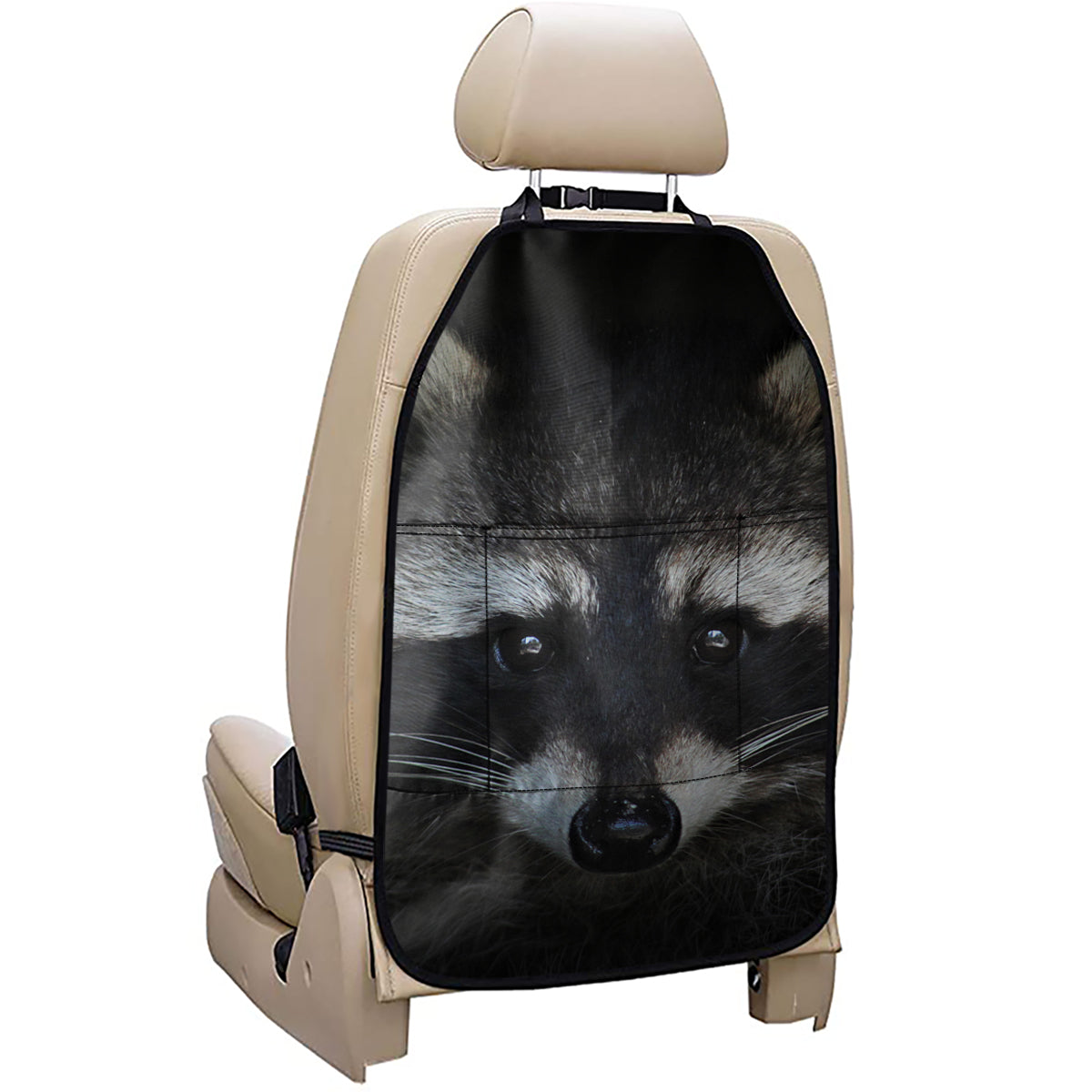 Raccoon Portrait Print Car Seat Organizers