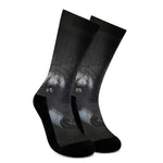 Raccoon Portrait Print Crew Socks