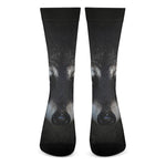 Raccoon Portrait Print Crew Socks