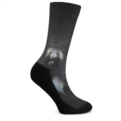 Raccoon Portrait Print Crew Socks