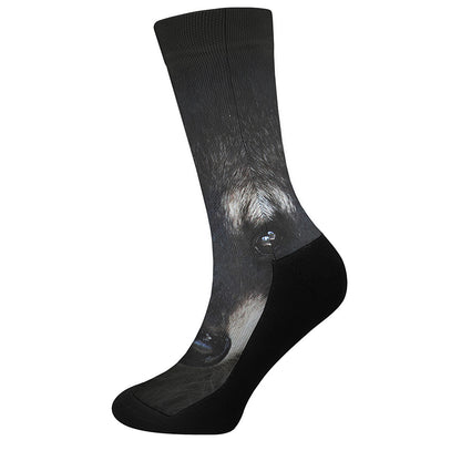 Raccoon Portrait Print Crew Socks