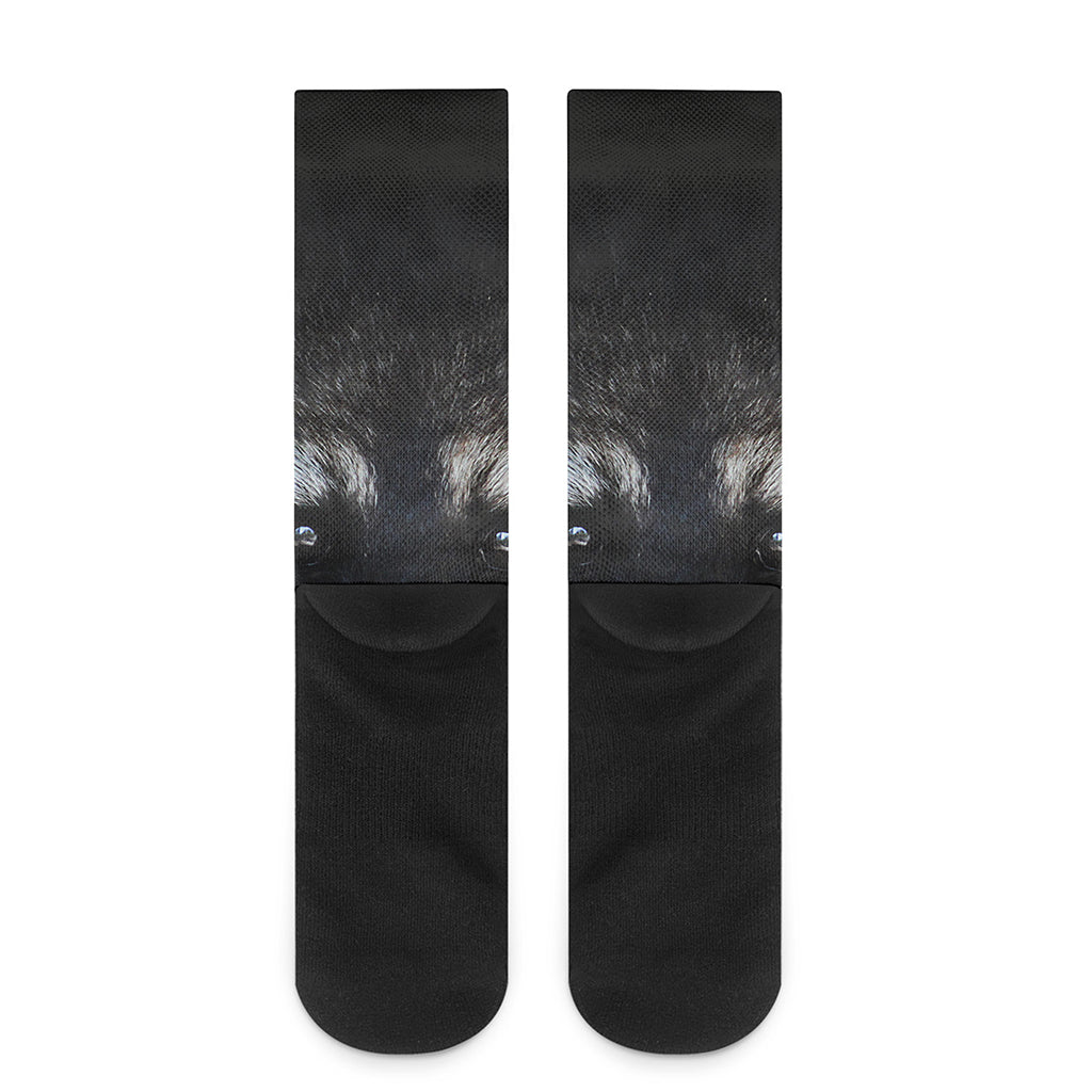Raccoon Portrait Print Crew Socks