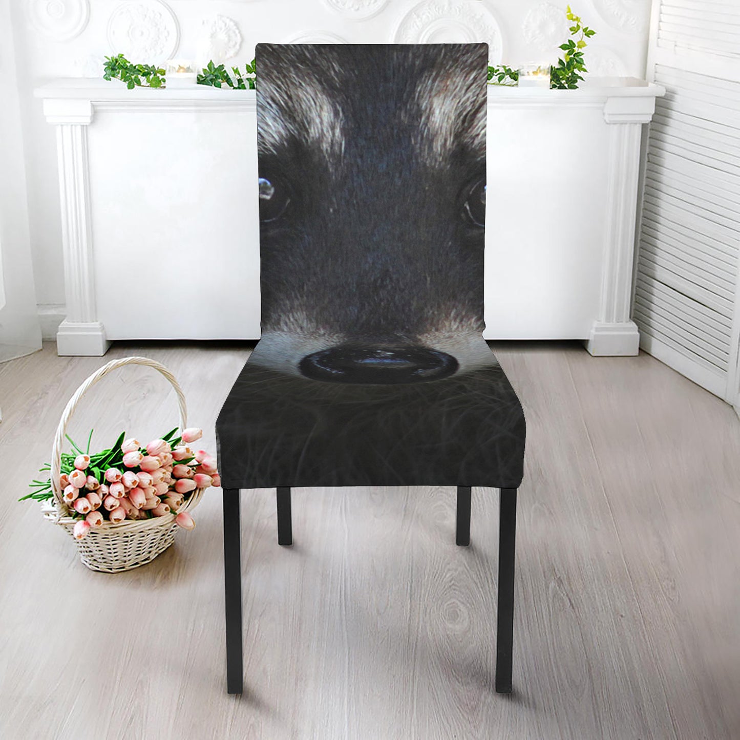 Raccoon Portrait Print Dining Chair Slipcover