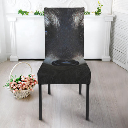 Raccoon Portrait Print Dining Chair Slipcover