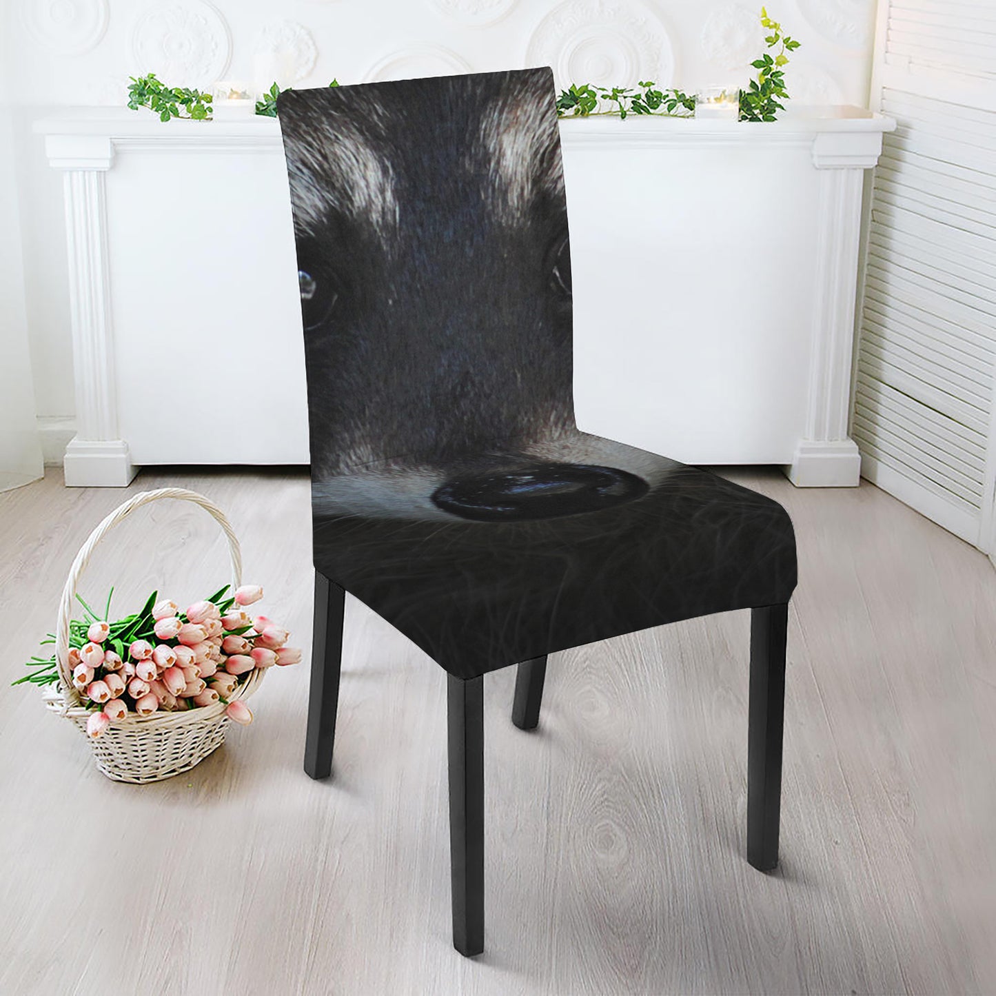 Raccoon Portrait Print Dining Chair Slipcover