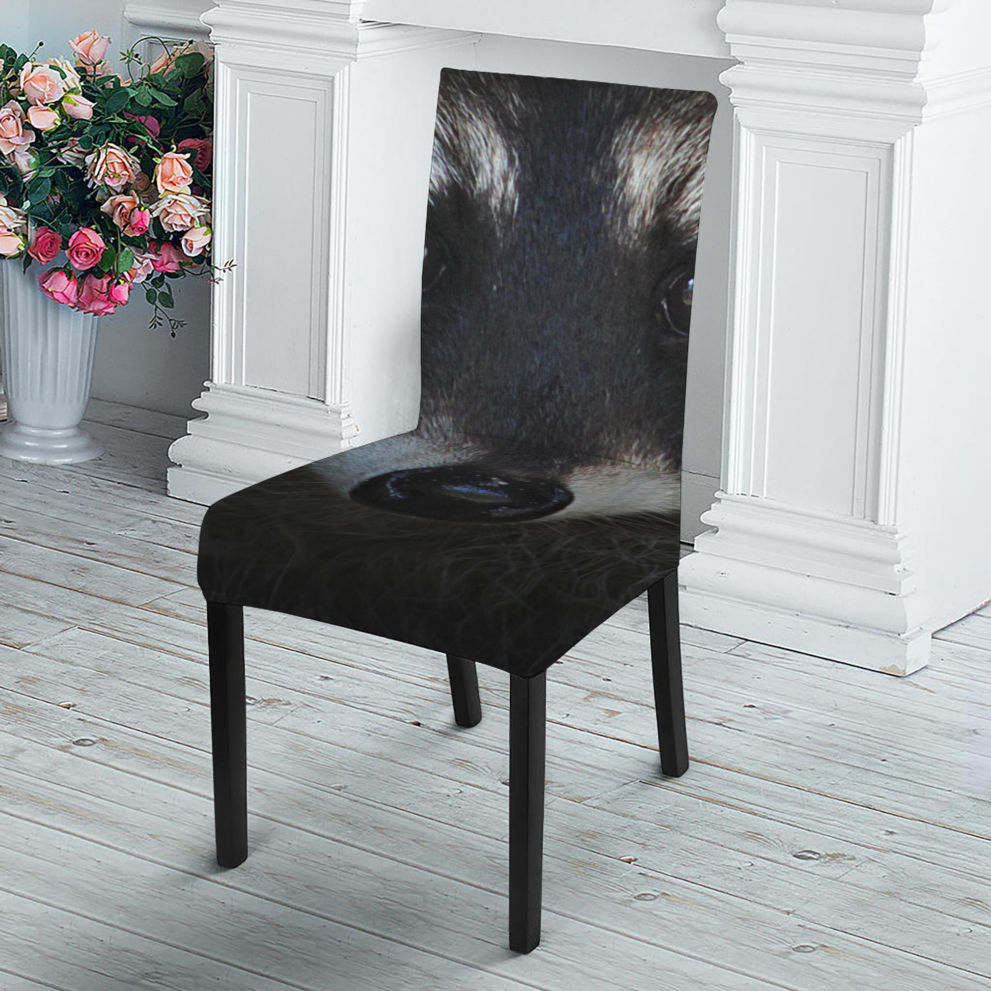 Raccoon Portrait Print Dining Chair Slipcover